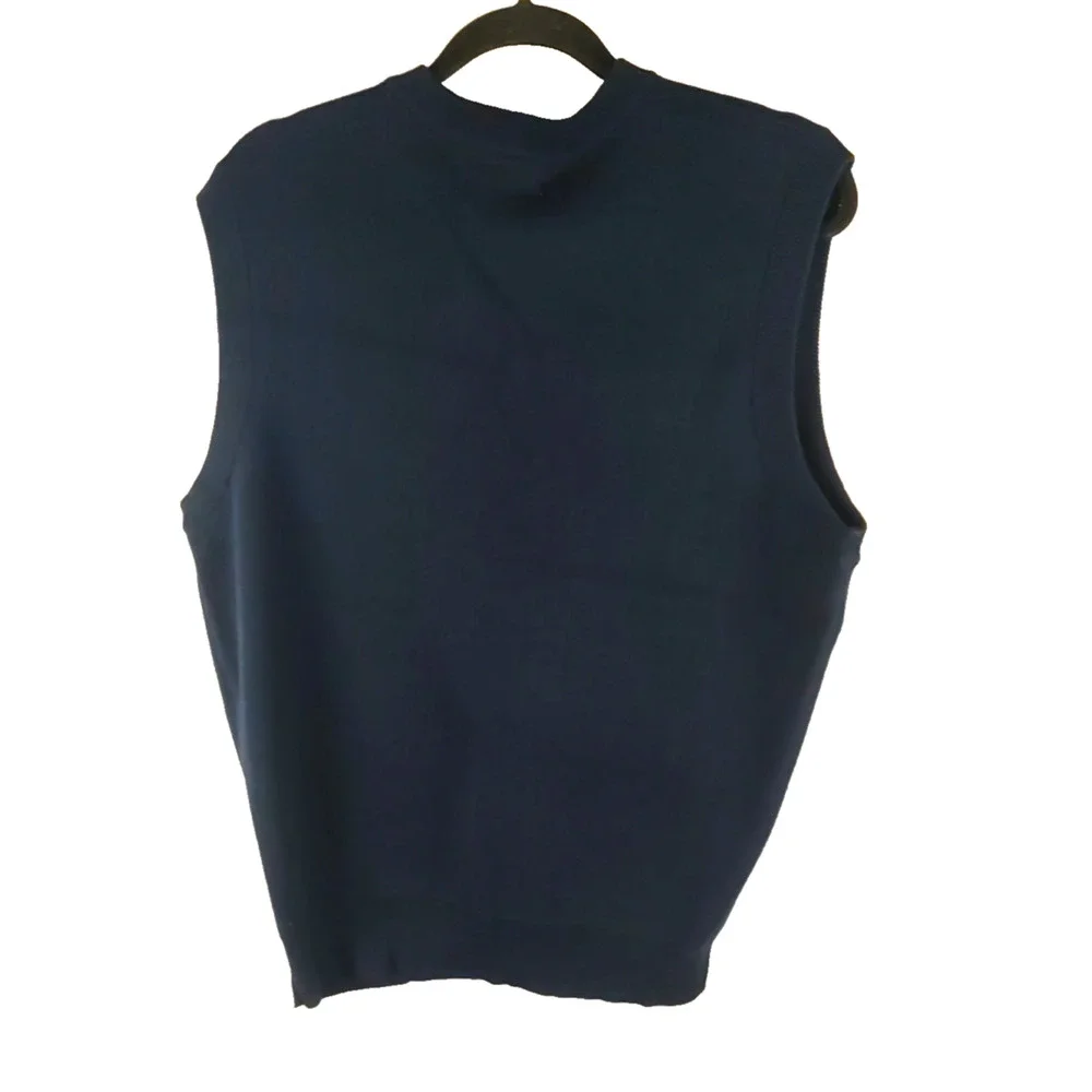 Cypress Links Mens Vest Navy Blue Size Medium V Neck Cotton Sports Golf